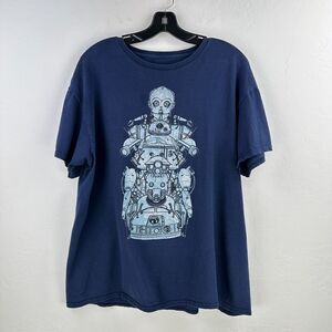 Star Wars Tshirt Mens Large Blue Droids Robot Graphic Print Short‎ Sleeve Tee